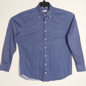 Peter Millar Men's Long Sleeve 100% Cotton Shirt Navy Blue Pink Pattern EUC